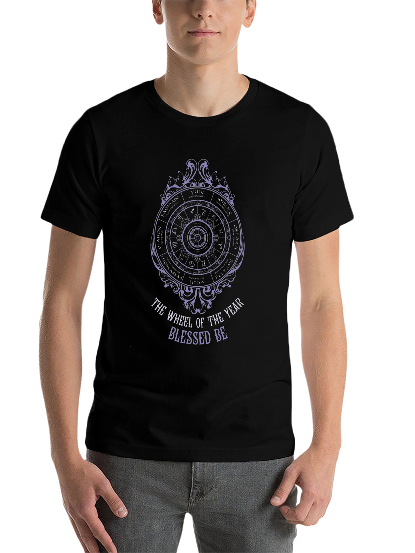 Wheel of the Year Blessed Be Black T-Shirt
