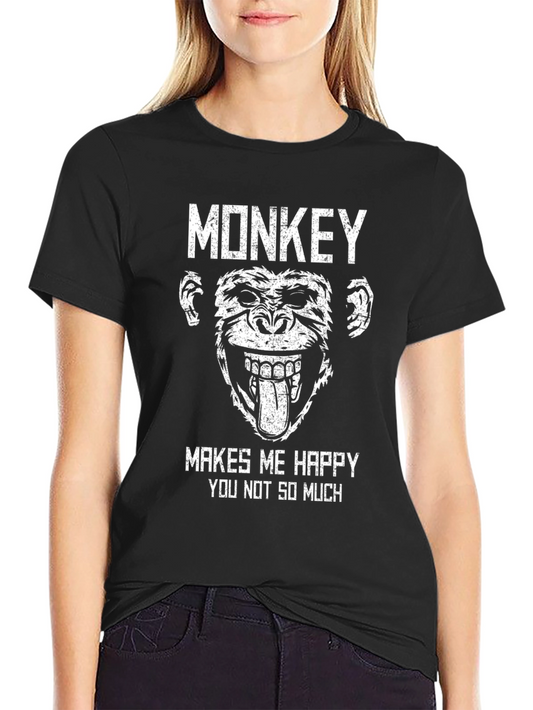 Funny Monkey Makes Me Happy Graphic T-Shirt