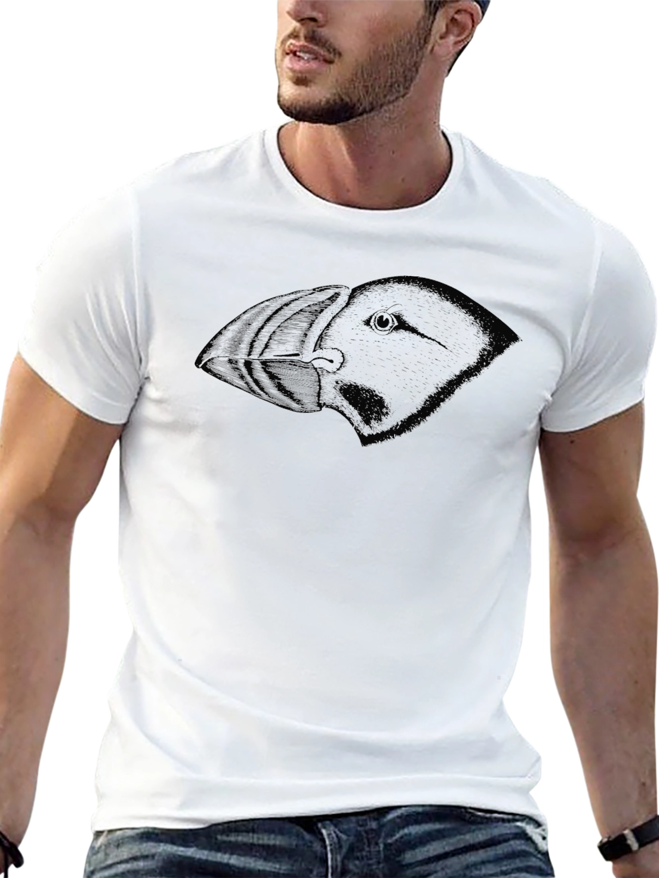 Black Puffin Graphic Tee - Mens Casual T-Shirt
