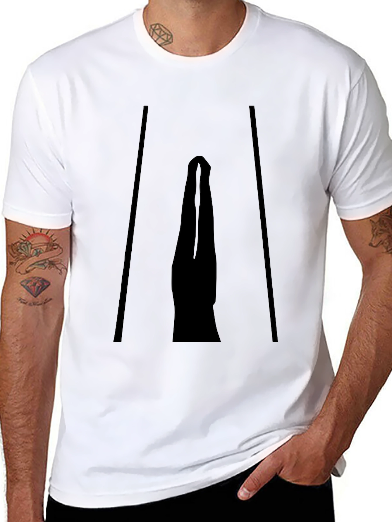 Artistic Silhouette Graphic Print Black T-Shirt