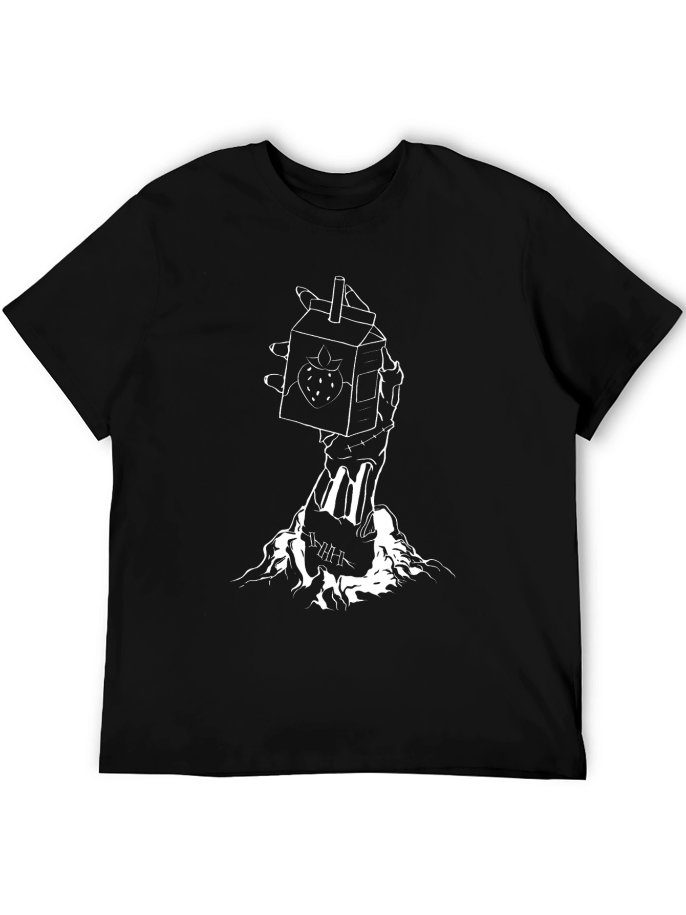 Strawberry Milk Carton Skeleton Hand Graphic Tee