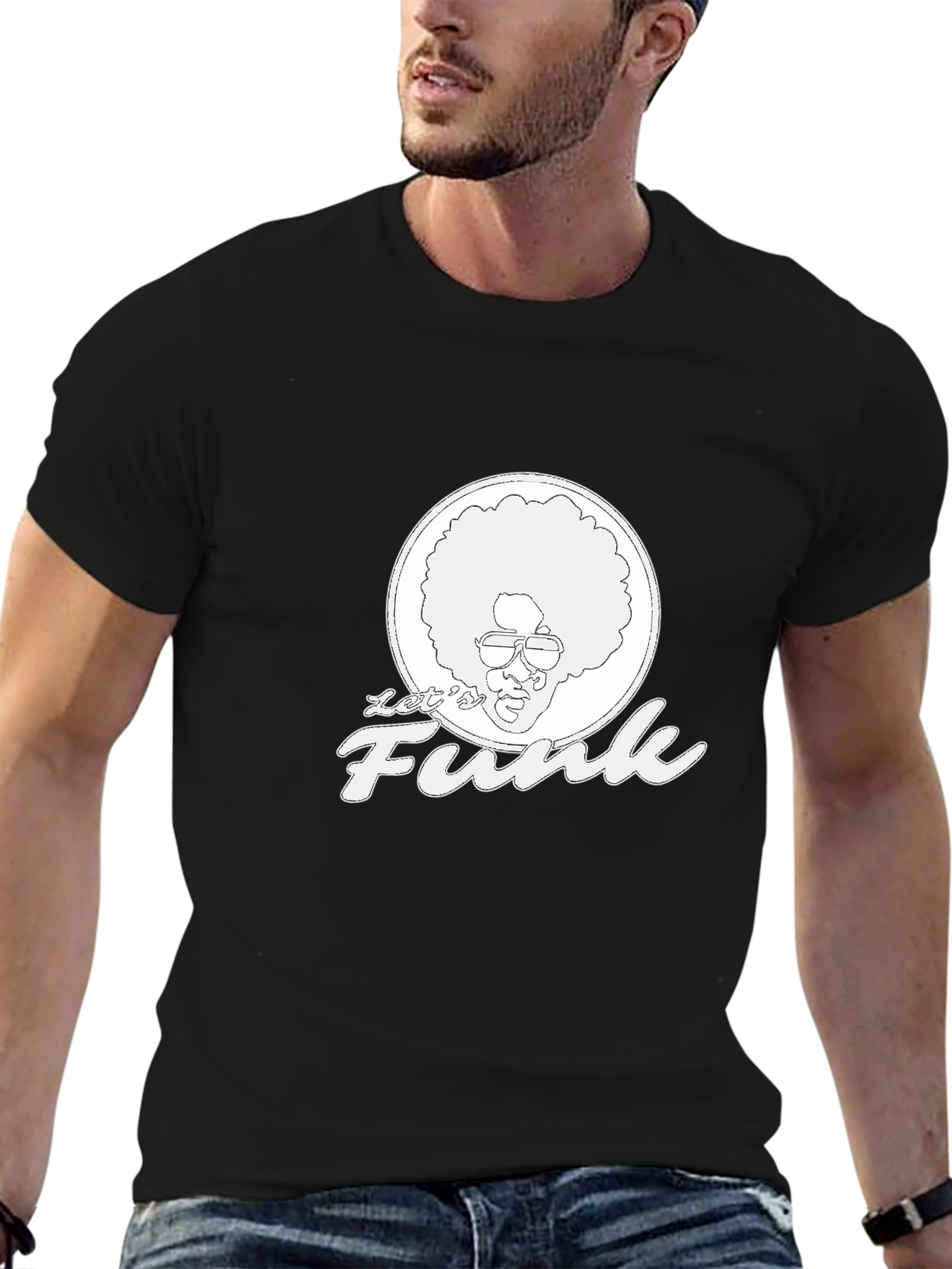 Retro Funk Graphic Tee - Black Cotton T-Shirt