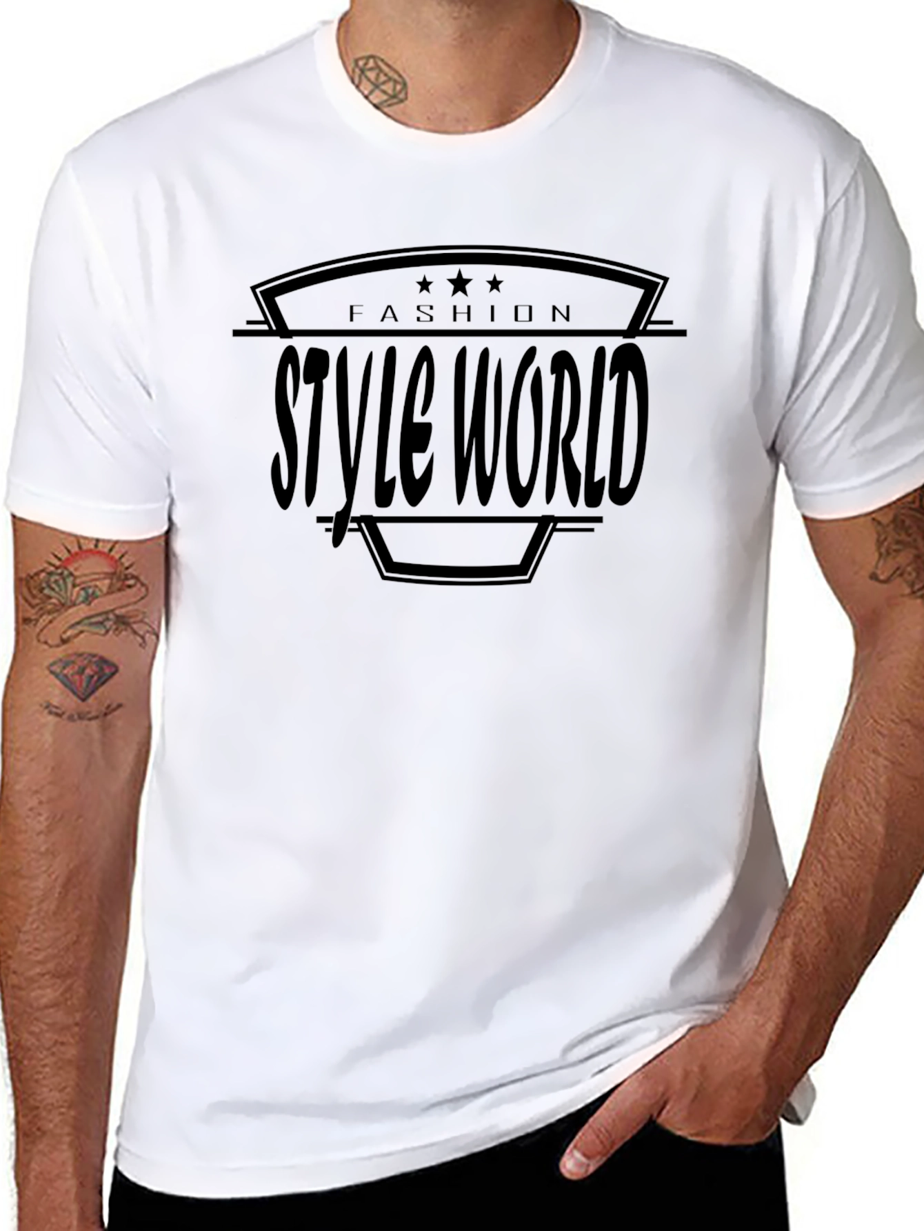 Style World Mens Black Graphic T-Shirt