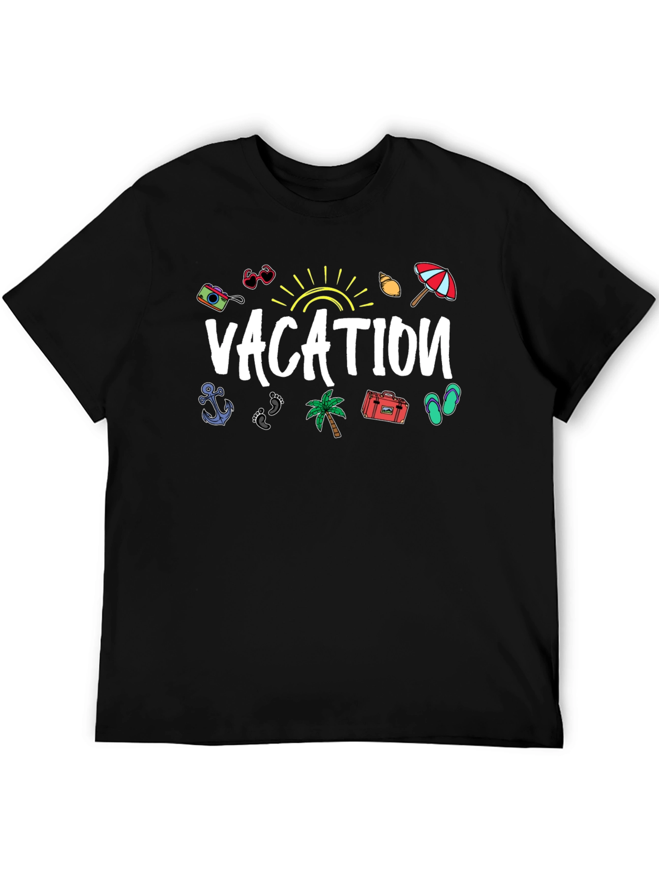 Vacation Graphic Print Black T-Shirt