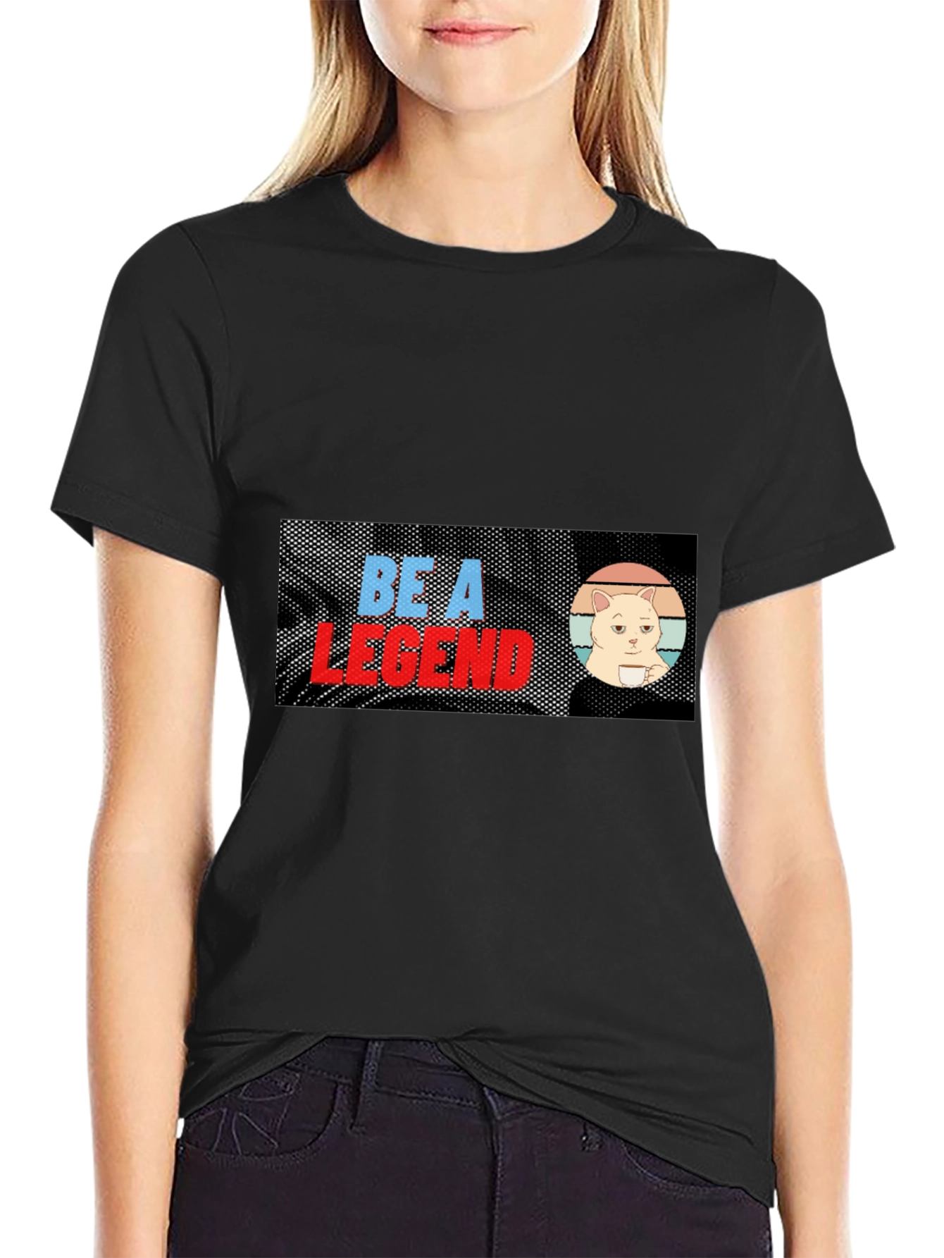 Be A Legend Cat Meme T-Shirt - Black