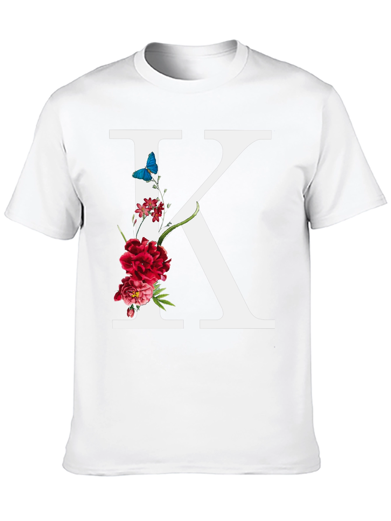 Floral Letter K Black T-Shirt