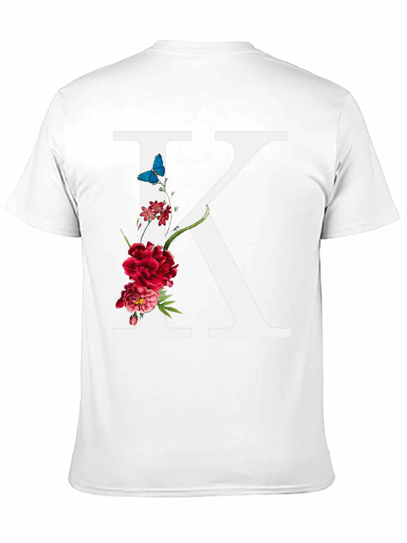 Floral Letter K Black T-Shirt