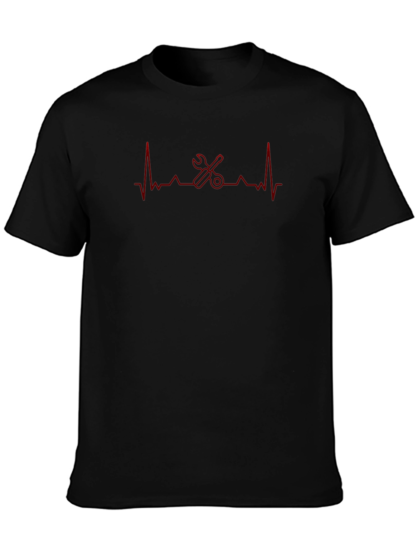 Mechanic Heartbeat Graphic T-Shirt - Black