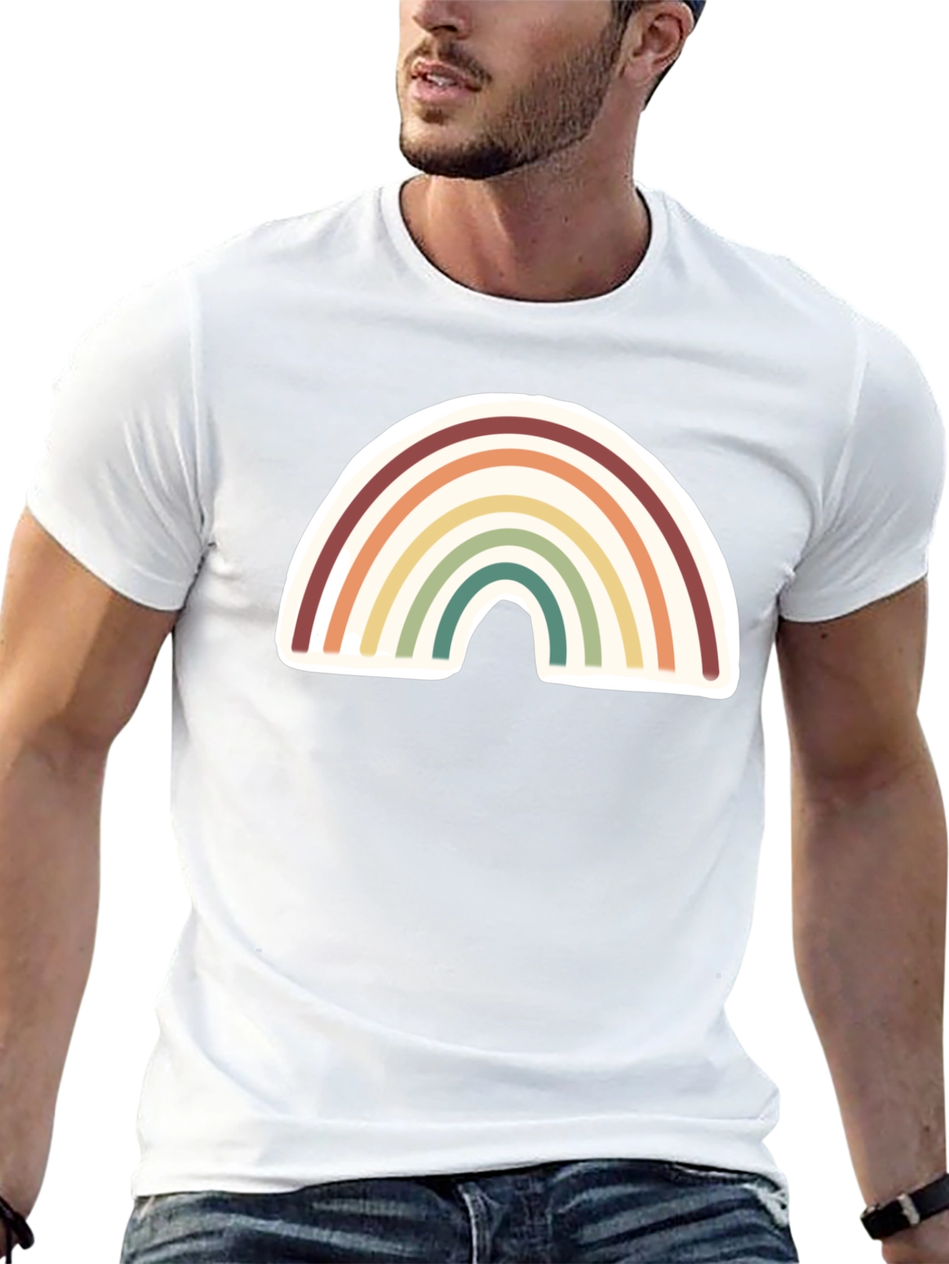 Retro Rainbow Graphic Tee - Soft Cotton Comfort