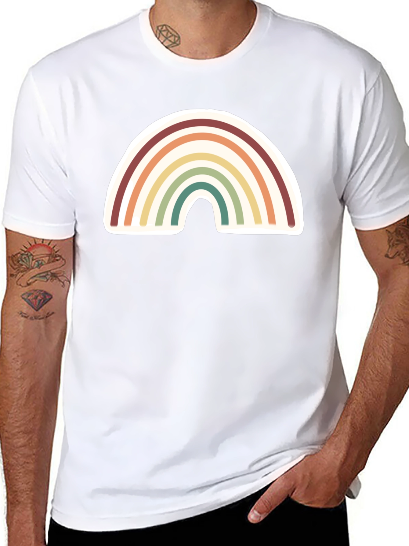 Retro Rainbow Graphic Tee - Soft Cotton Comfort