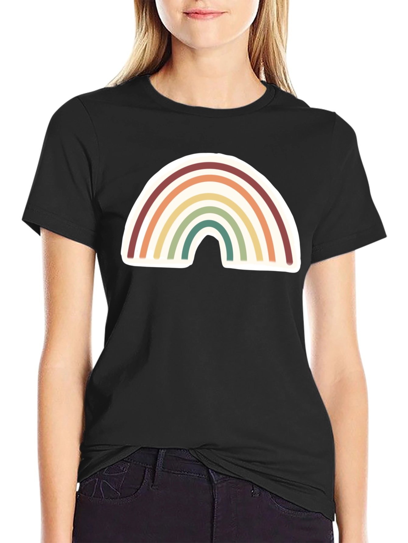 Retro Rainbow Graphic Tee - Soft Cotton Comfort