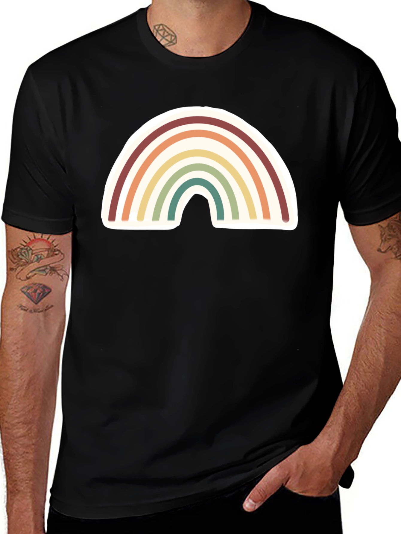 Retro Rainbow Graphic Tee - Soft Cotton Comfort