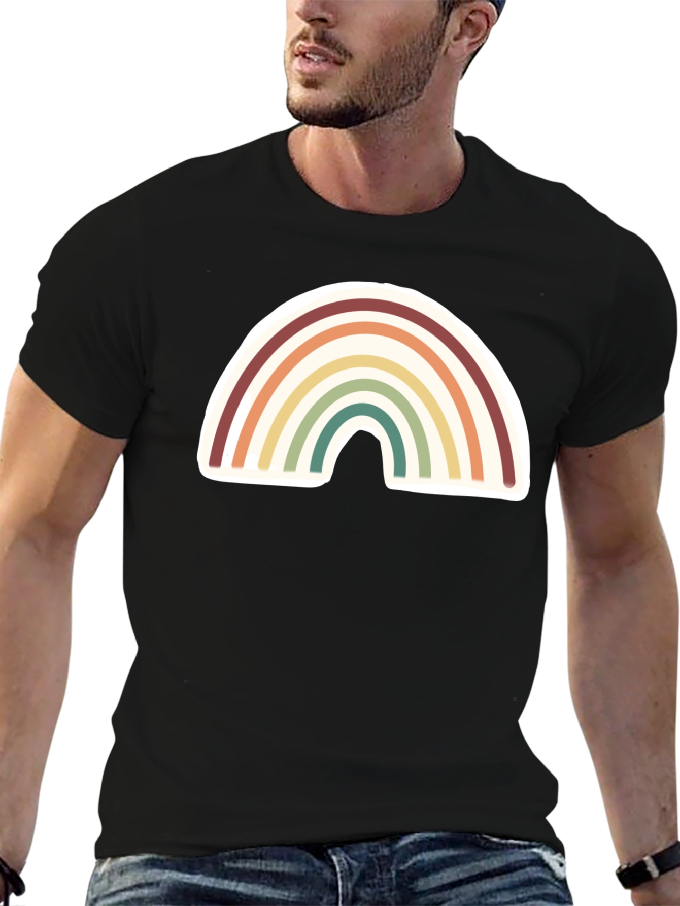 Retro Rainbow Graphic Tee - Soft Cotton Comfort