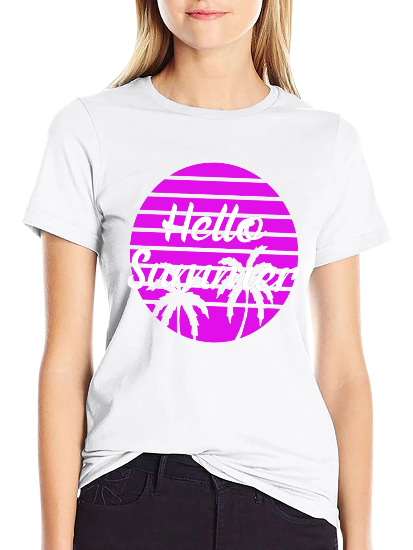 Hello Summer Palm Tree Graphic Tee