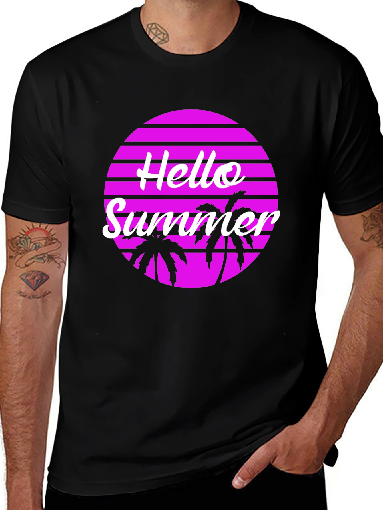 Hello Summer Palm Tree Graphic Tee