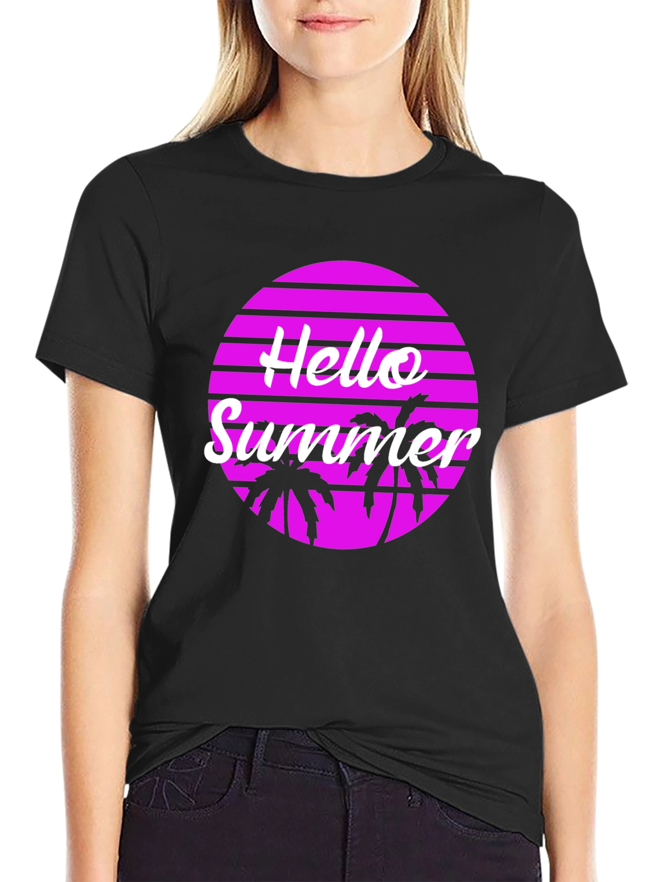 Hello Summer Palm Tree Graphic Tee