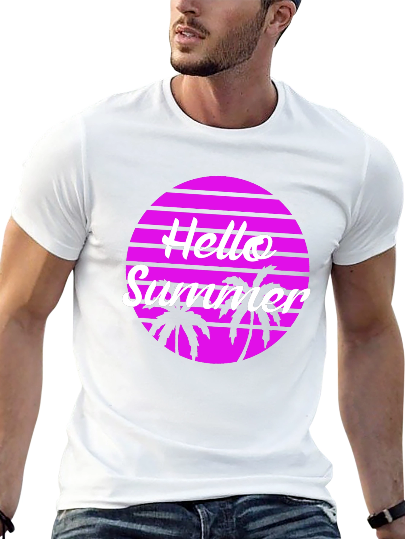 Hello Summer Palm Tree Graphic Tee