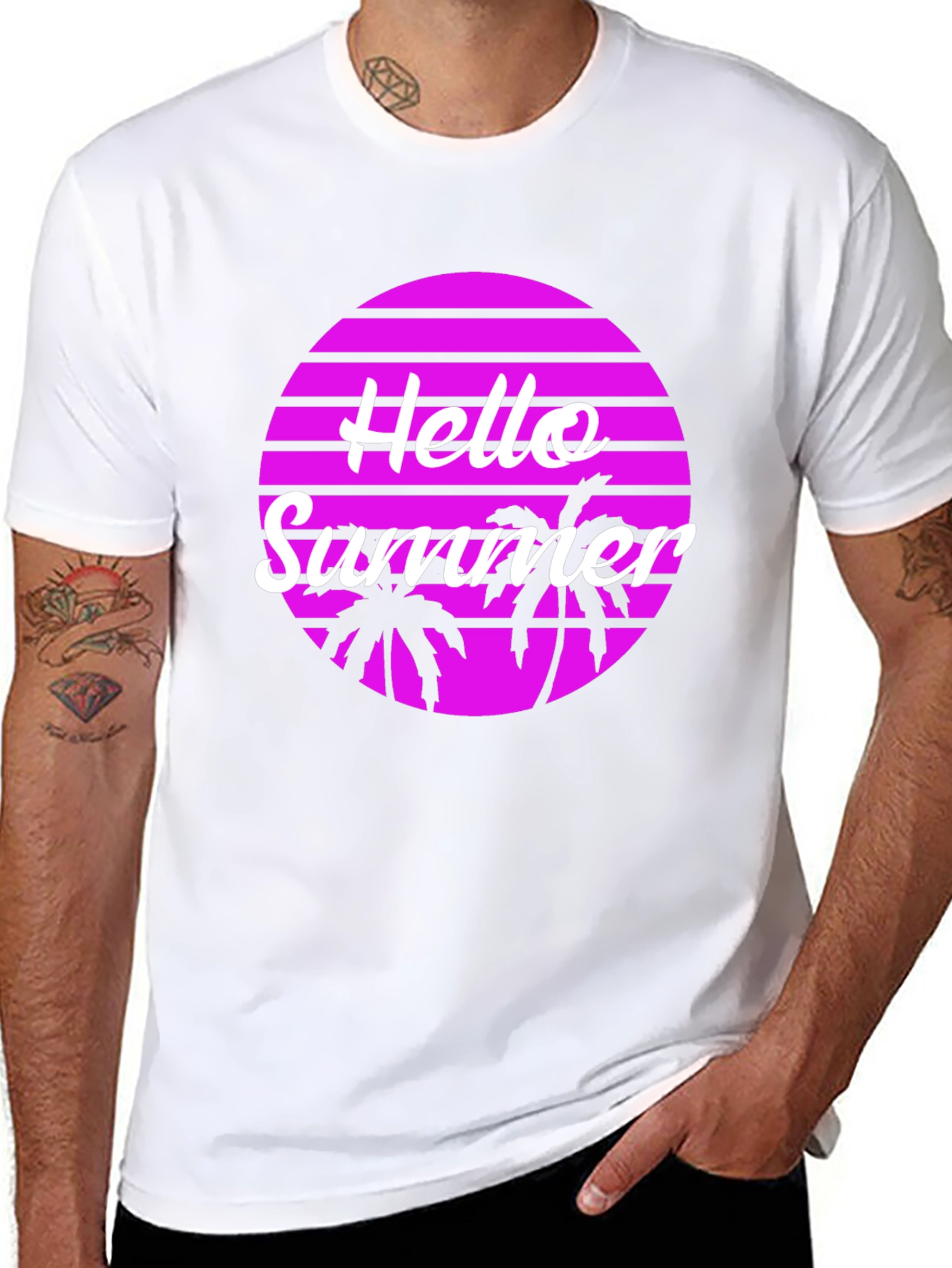 Hello Summer Palm Tree Graphic Tee