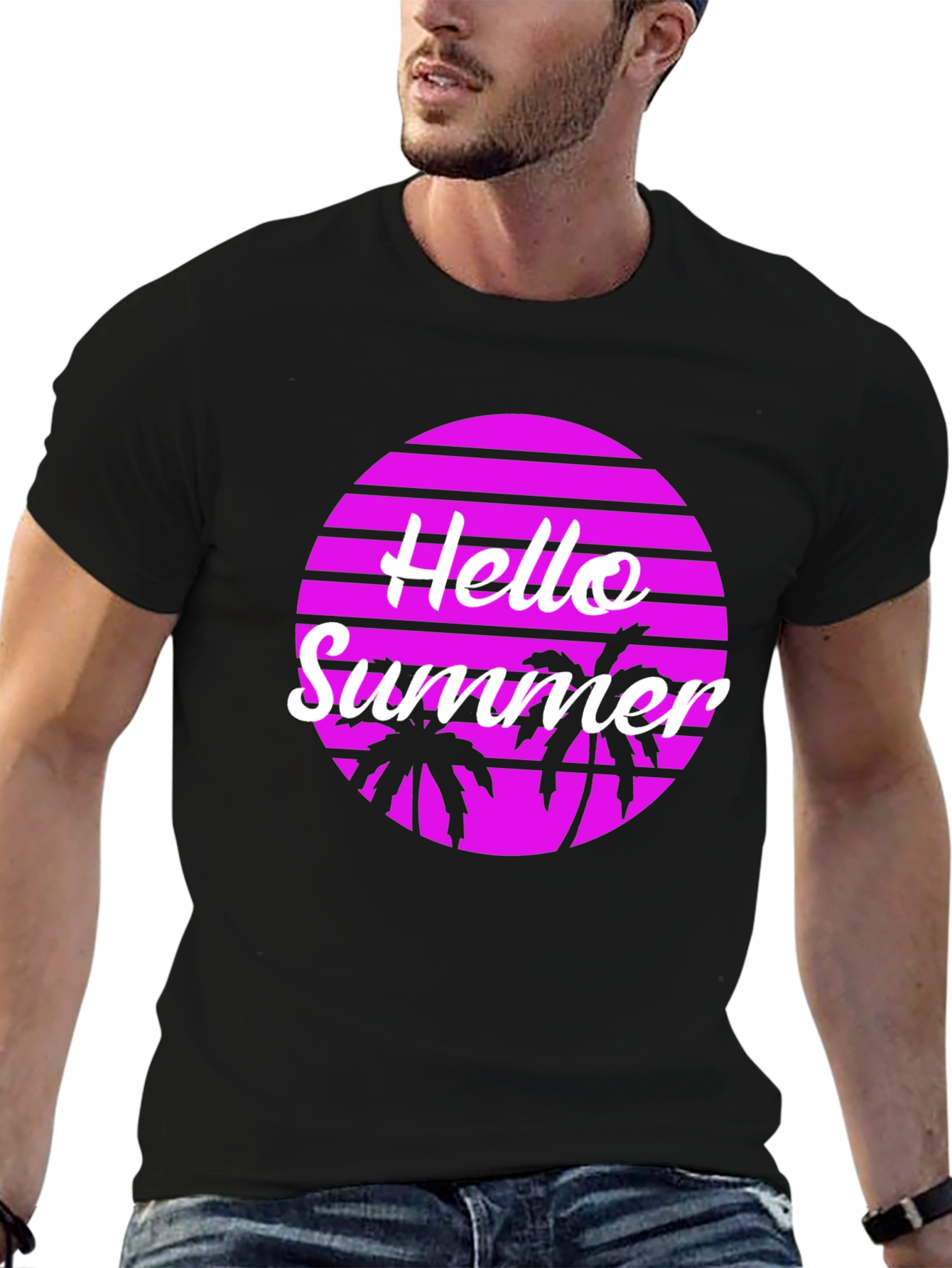 Hello Summer Palm Tree Graphic Tee