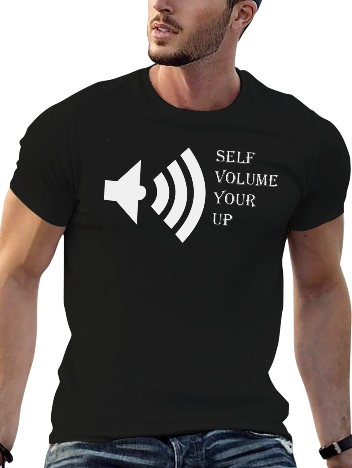 Self Volume Up Graphic T-Shirt - Black