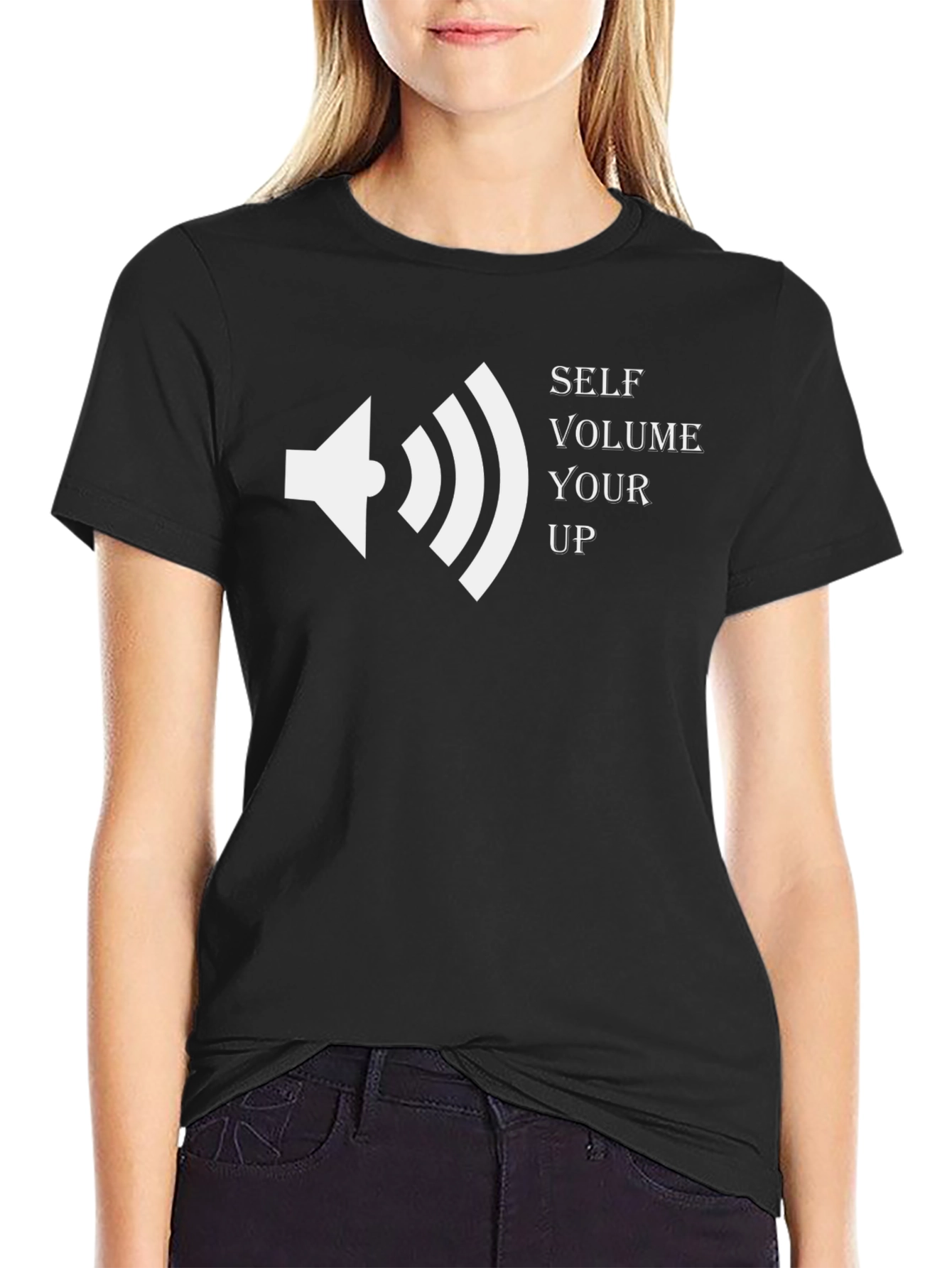 Self Volume Up Graphic T-Shirt - Black