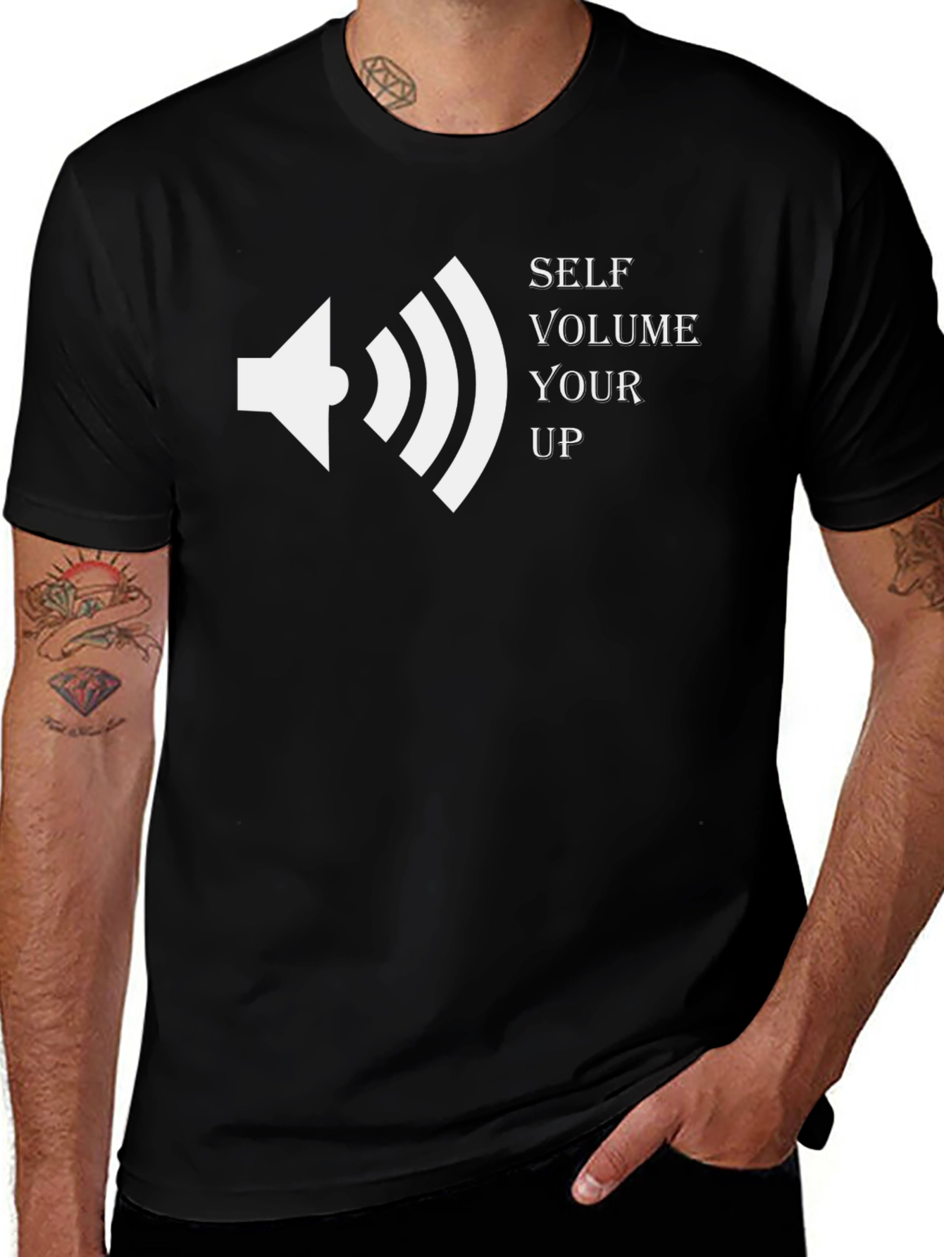 Self Volume Up Graphic T-Shirt - Black