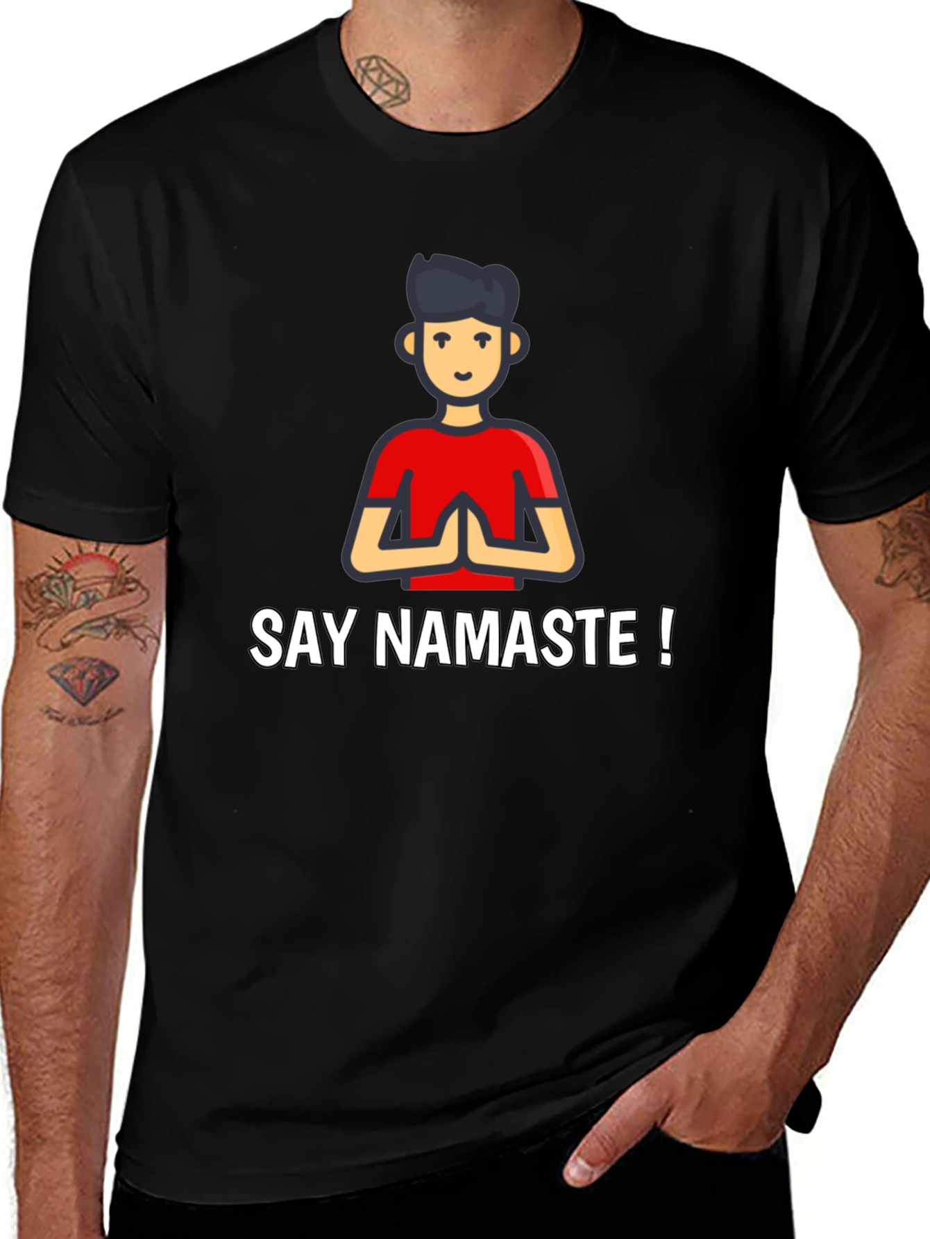 Say Namaste Graphic Black T-Shirt - Yoga & Meditation