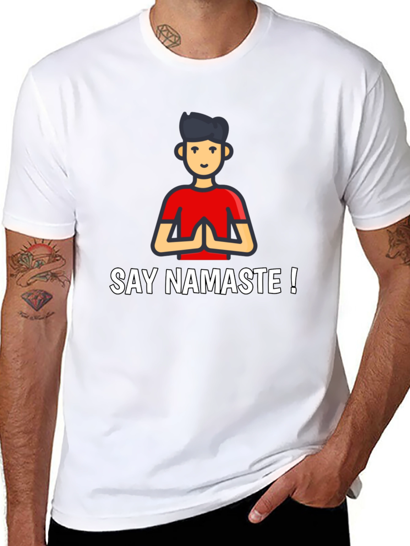 Say Namaste Graphic Black T-Shirt - Yoga & Meditation