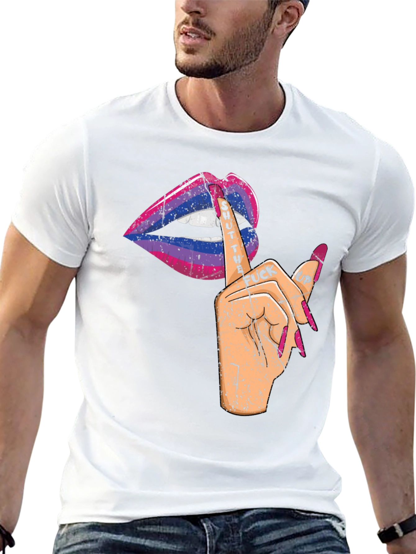 Bisexual Pride Shut Up Lips Graphic Tee