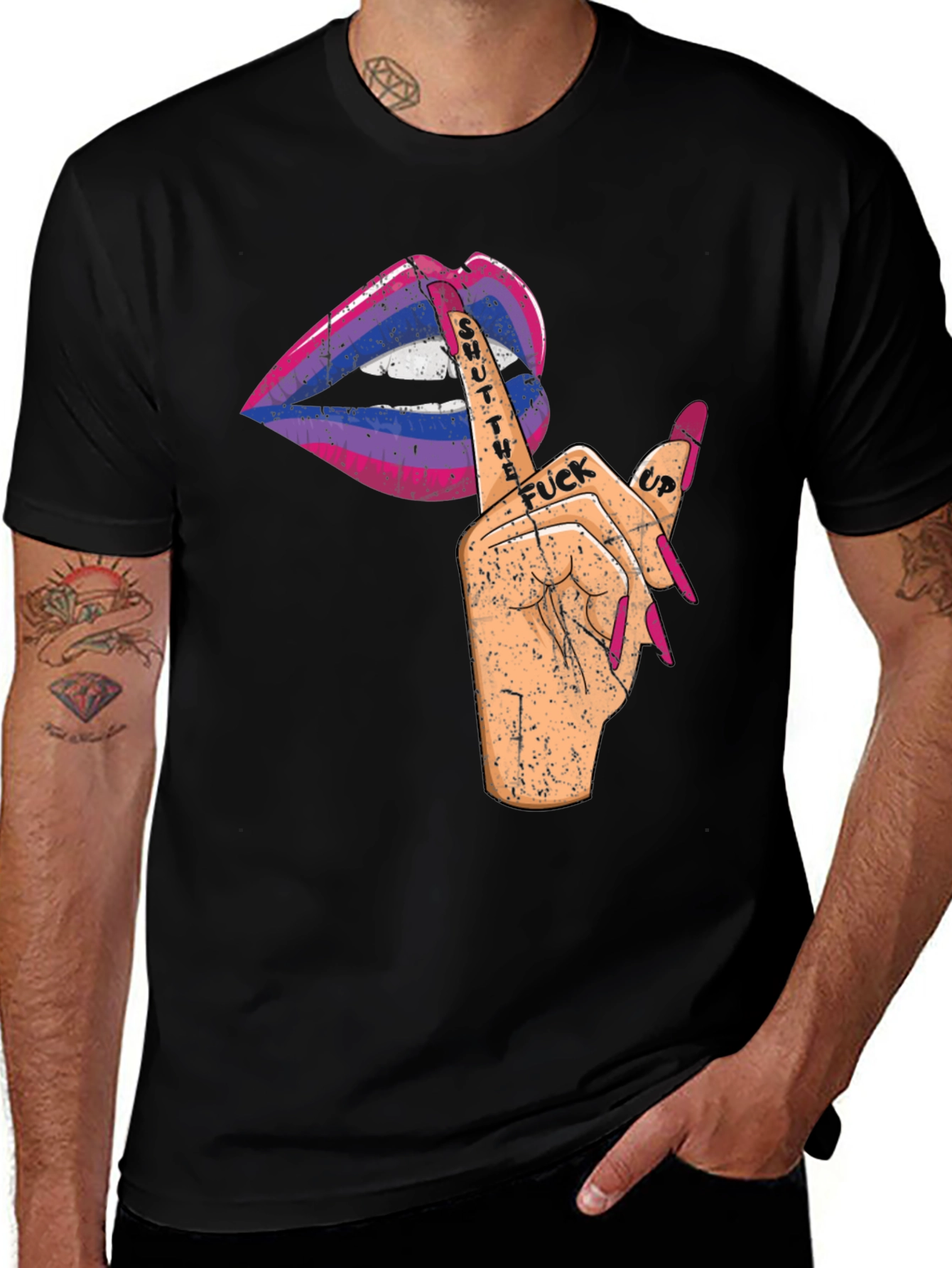 Bisexual Pride Shut Up Lips Graphic Tee