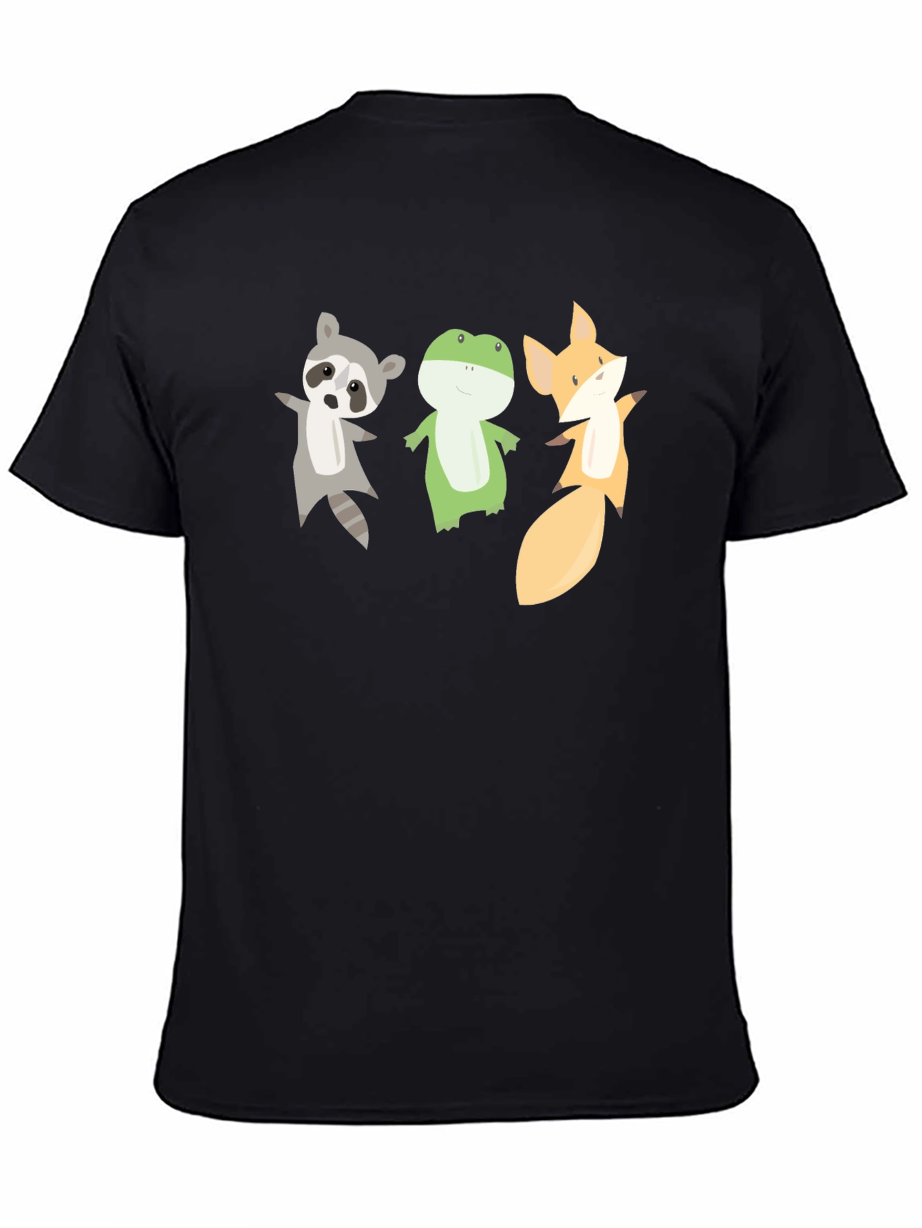 Cartoon Animal Trio Black T-Shirt