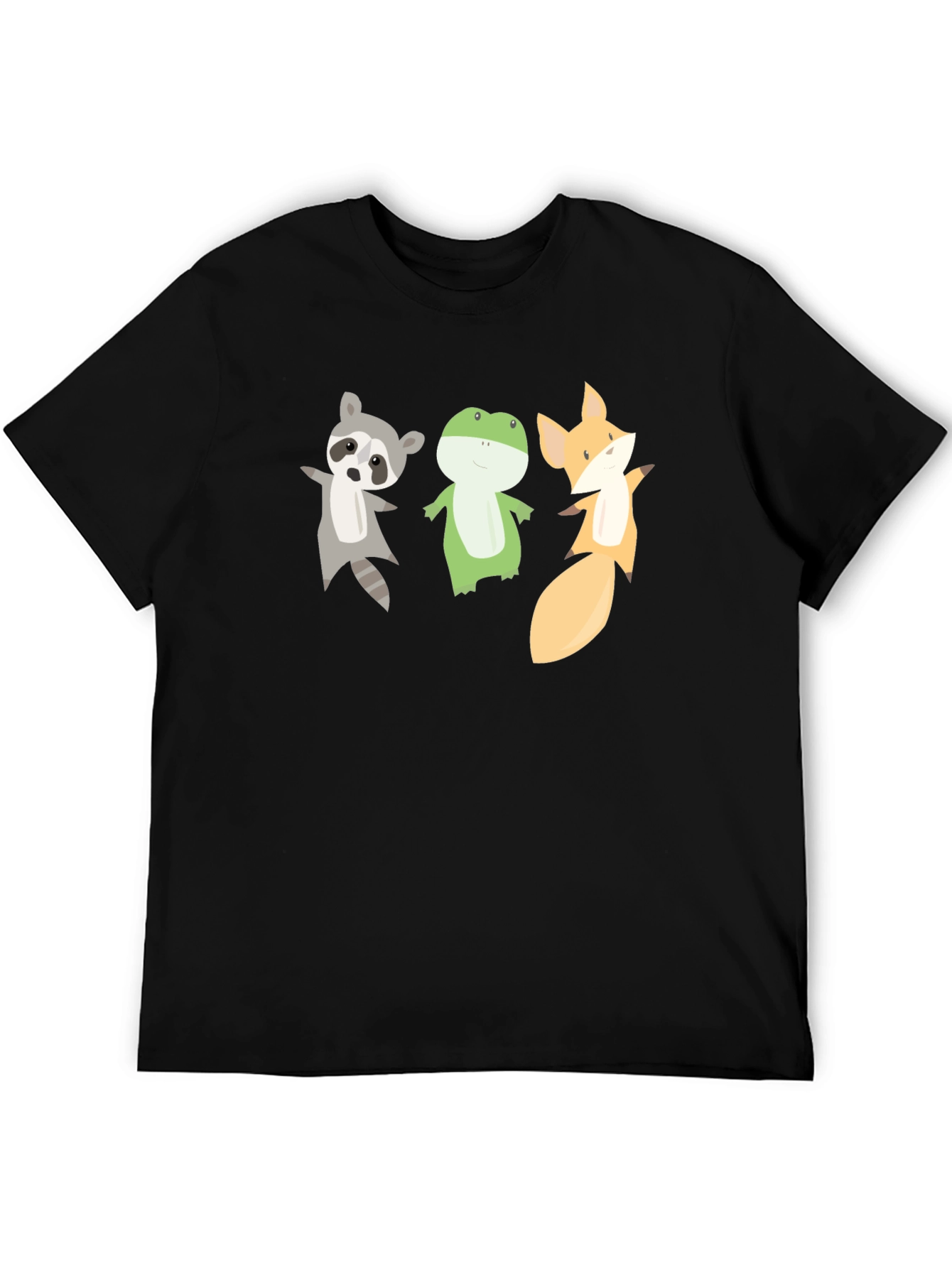 Cartoon Animal Trio Black T-Shirt