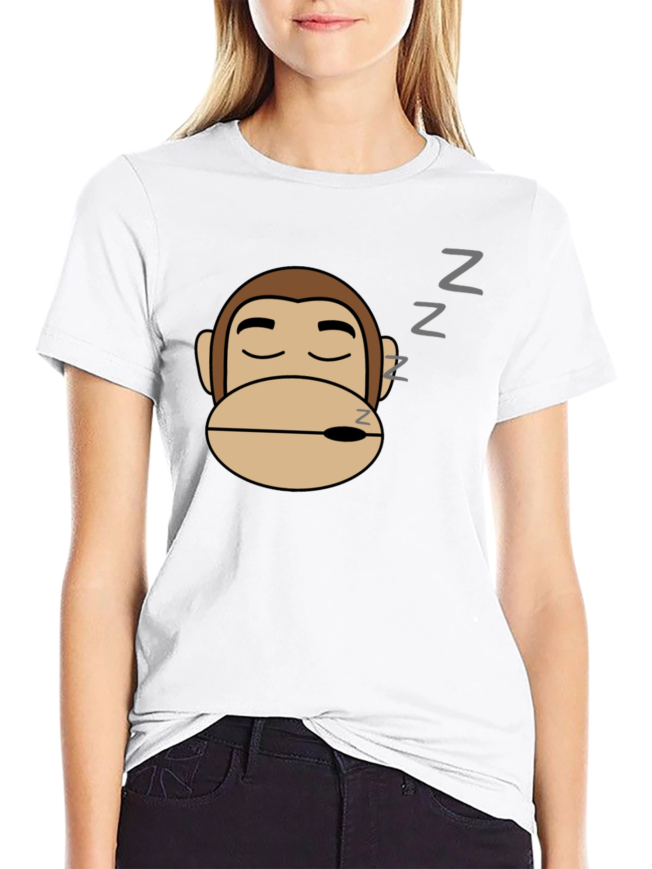Sleepy Monkey Graphic Tee - Black Cotton Comfort
