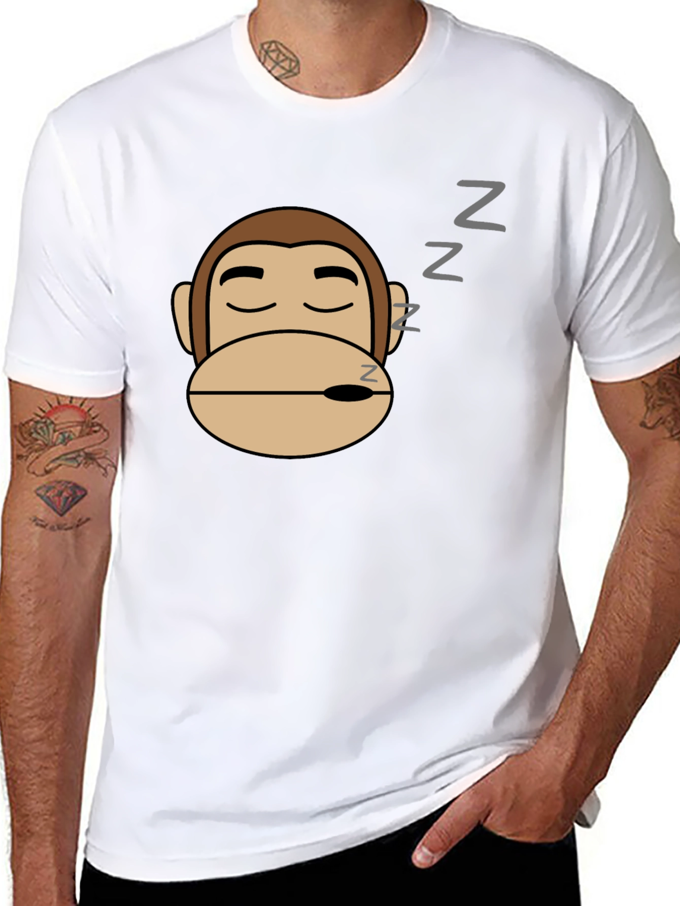 Sleepy Monkey Graphic Tee - Black Cotton Comfort