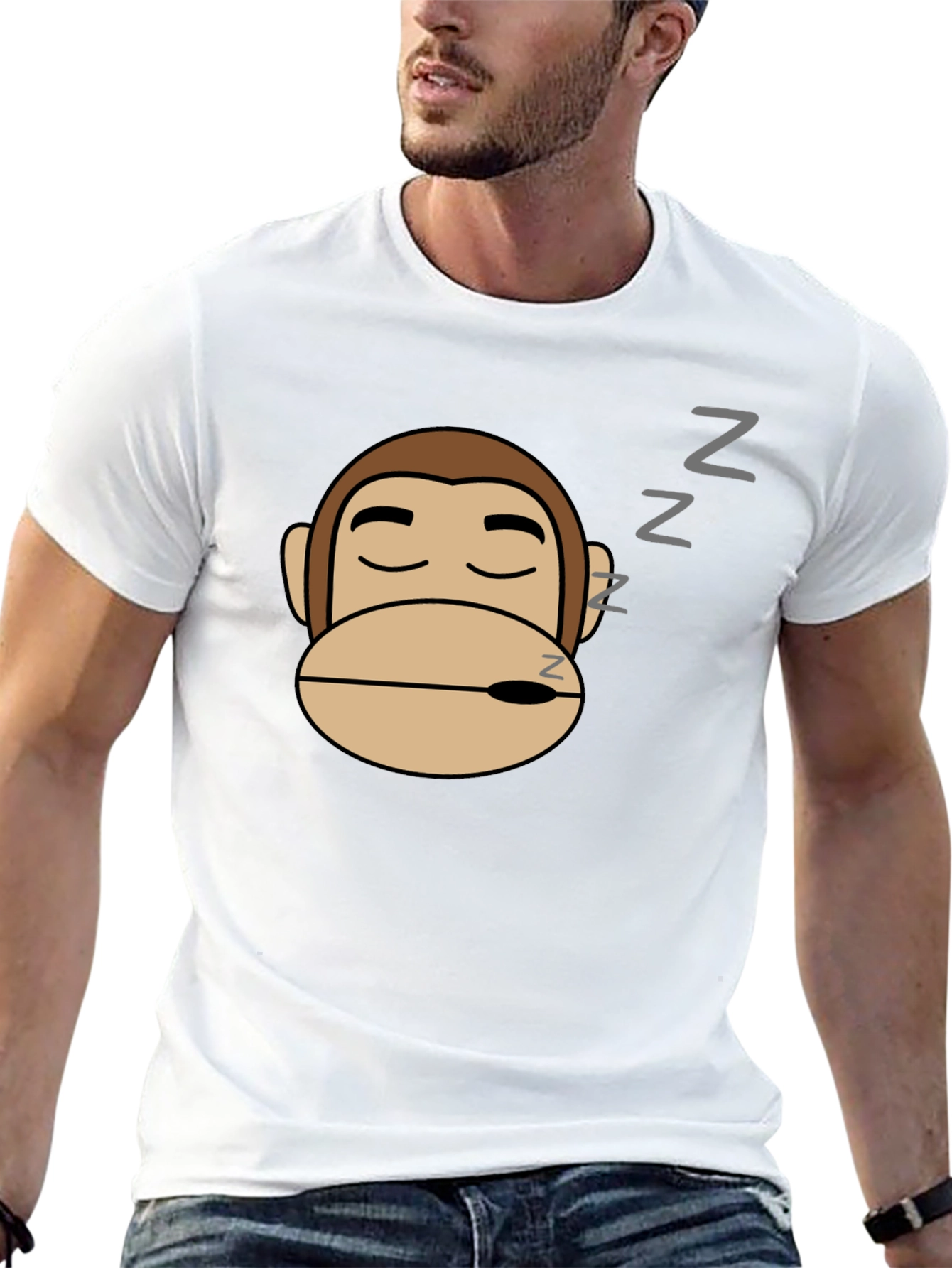 Sleepy Monkey Graphic Tee - Black Cotton Comfort