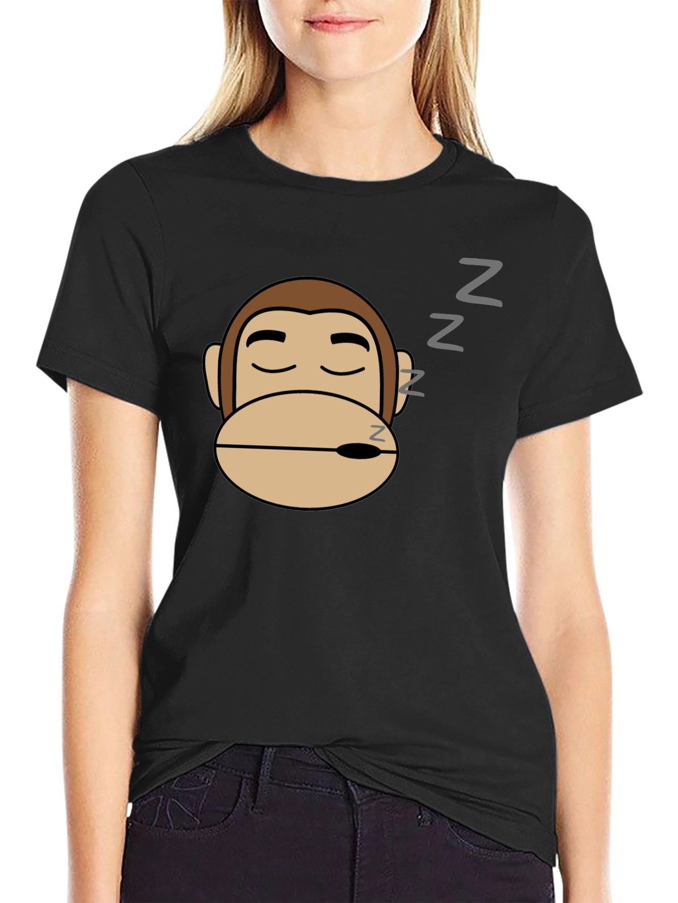 Sleepy Monkey Graphic Tee - Black Cotton Comfort