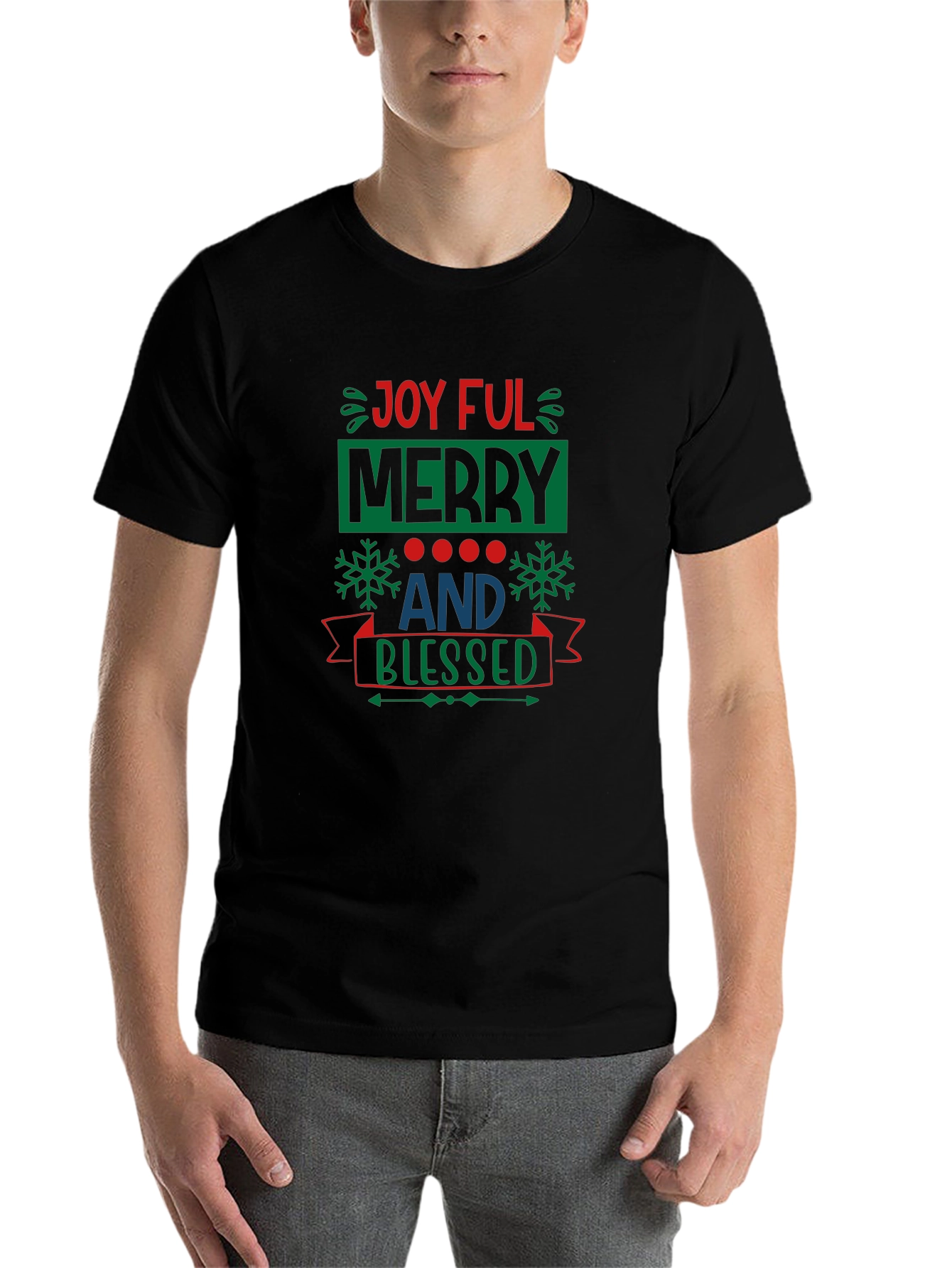 Joyful Merry and Blessed Black T-Shirt