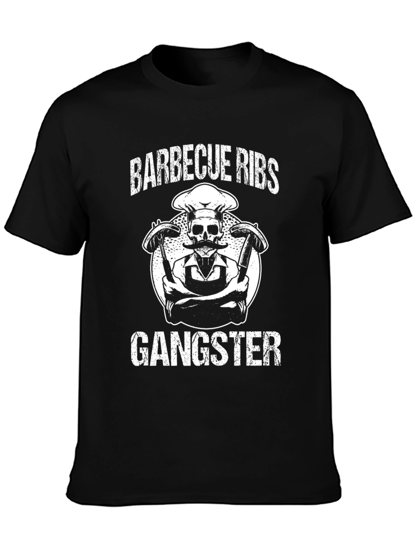 Barbecue Ribs Gangster Graphic T-Shirt - Black