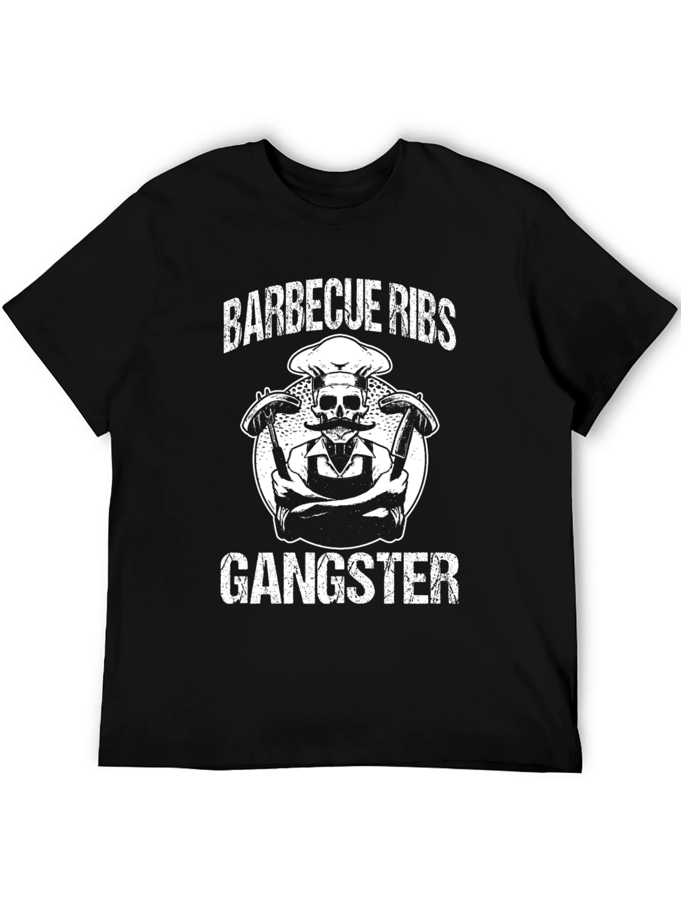 Barbecue Ribs Gangster Graphic T-Shirt - Black