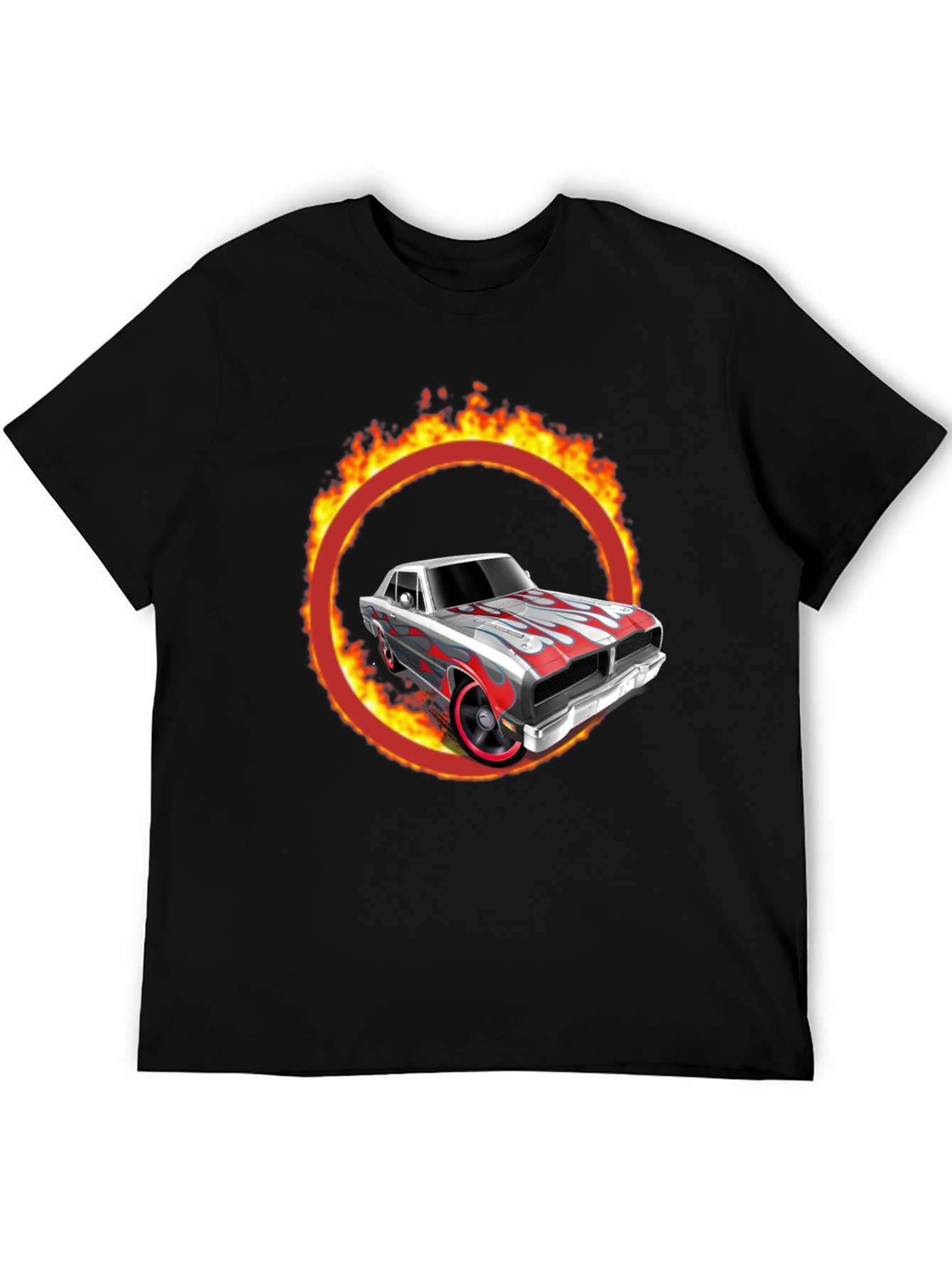 Fiery Car Graphic T-Shirt - Classic Cool