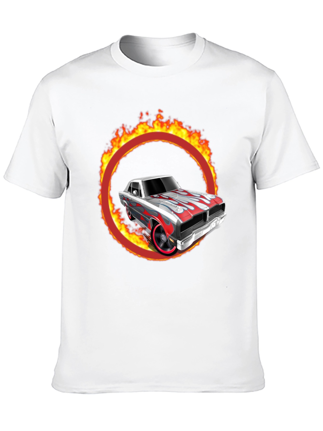 Fiery Car Graphic T-Shirt - Classic Cool