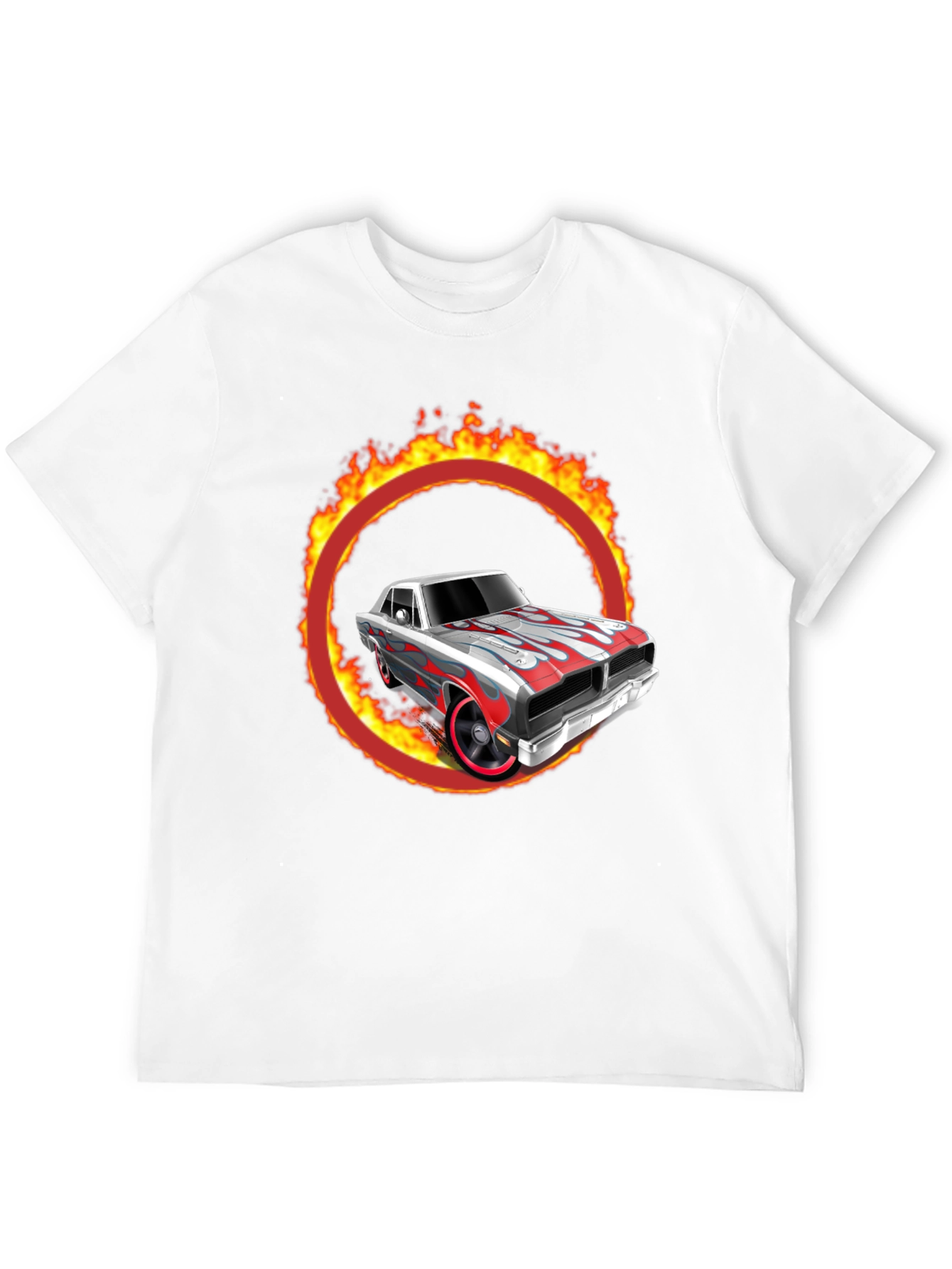 Fiery Car Graphic T-Shirt - Classic Cool