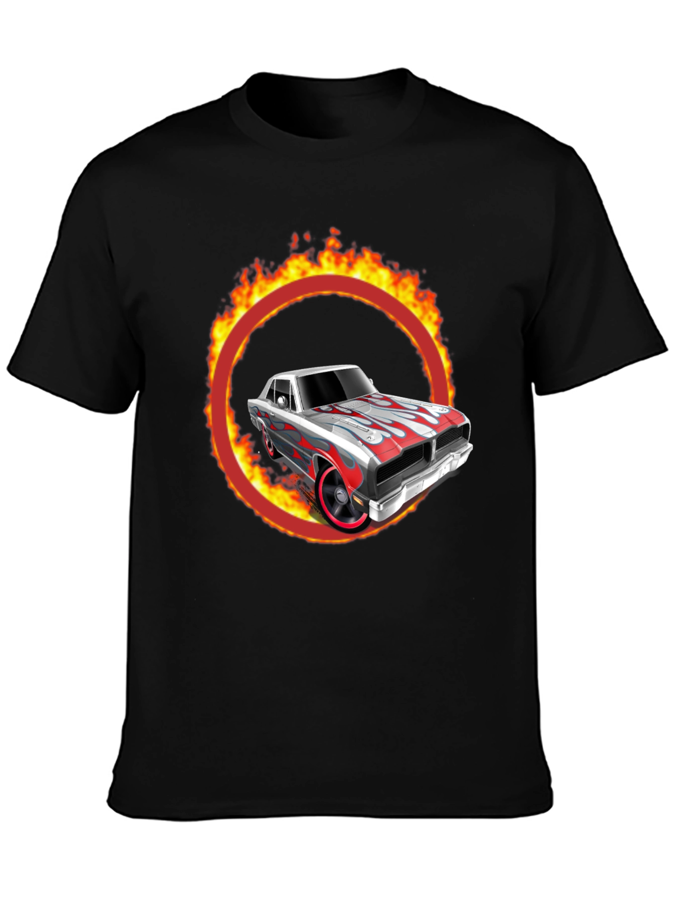 Fiery Car Graphic T-Shirt - Classic Cool