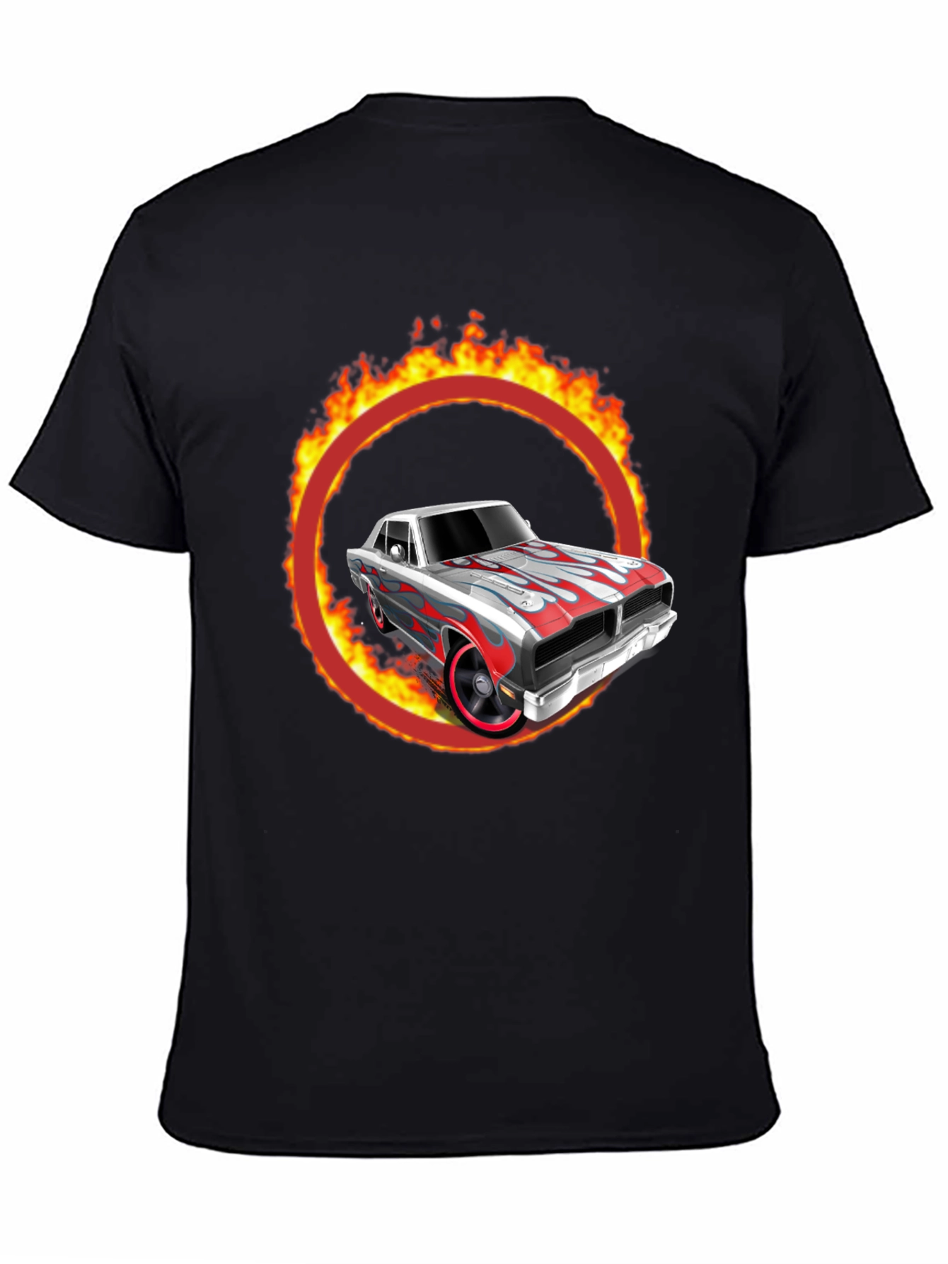 Fiery Car Graphic T-Shirt - Classic Cool