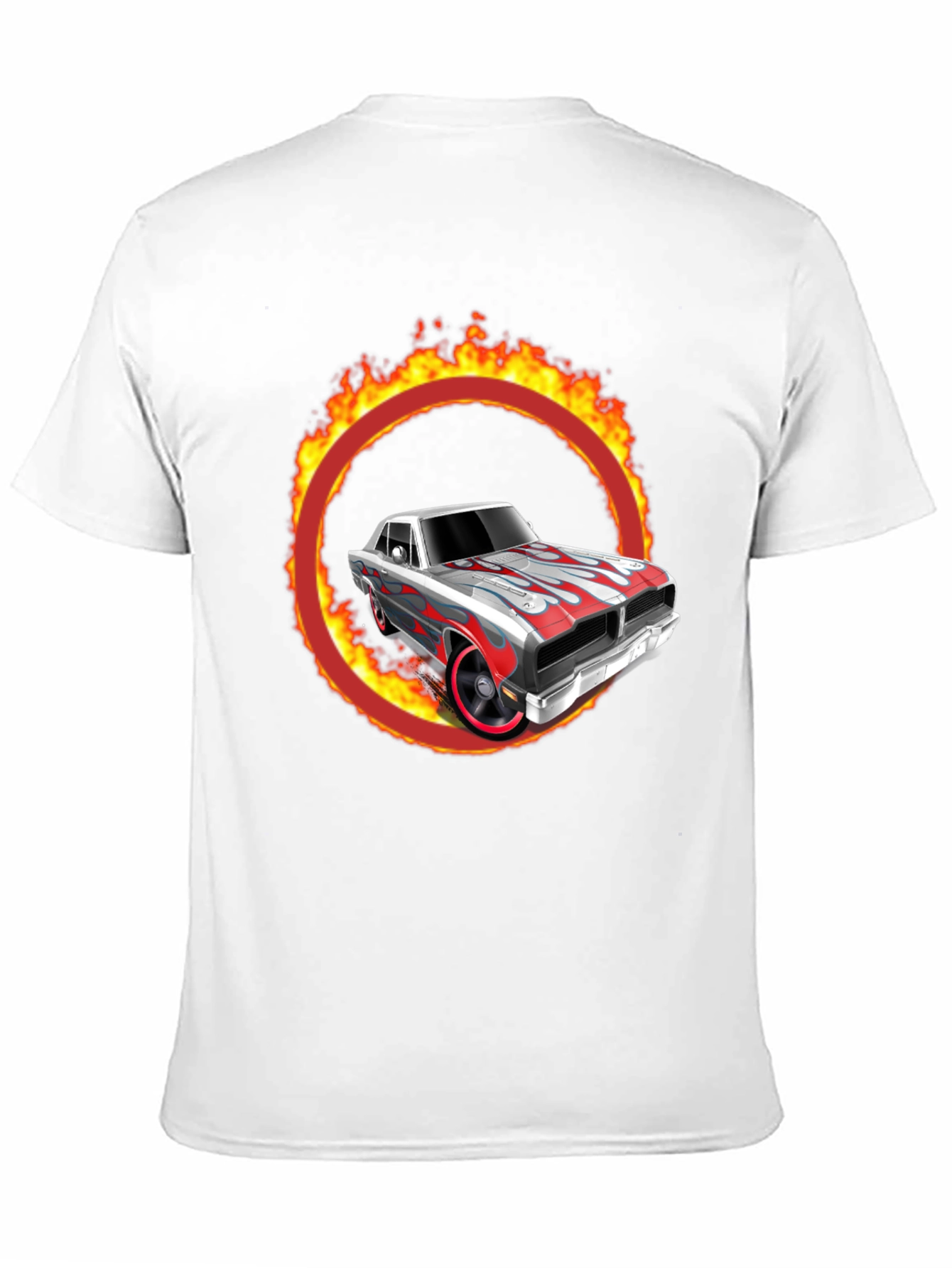 Fiery Car Graphic T-Shirt - Classic Cool