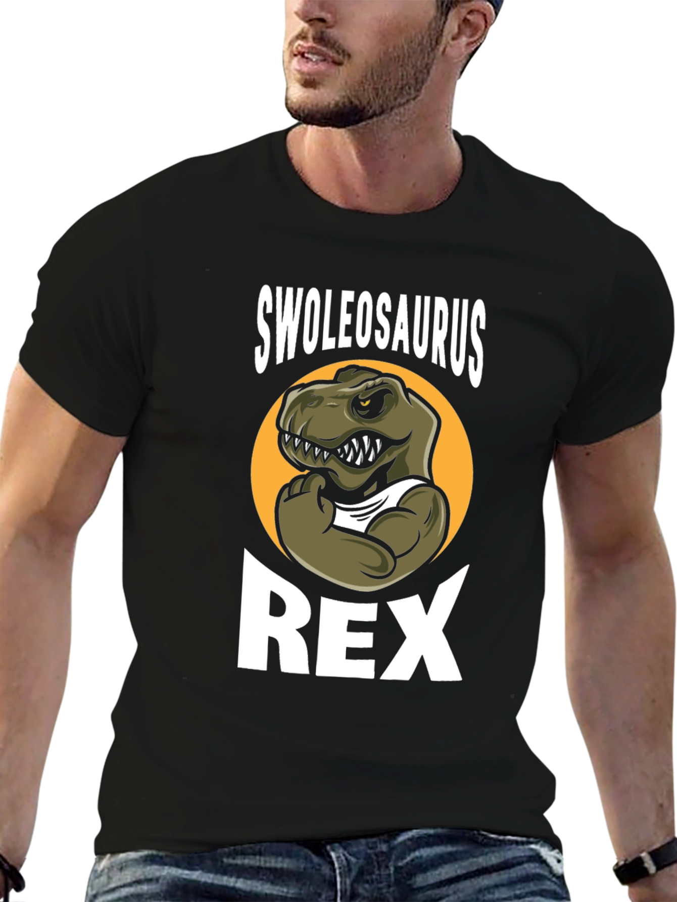 Swoleosaurus Rex Black Graphic T-Shirt