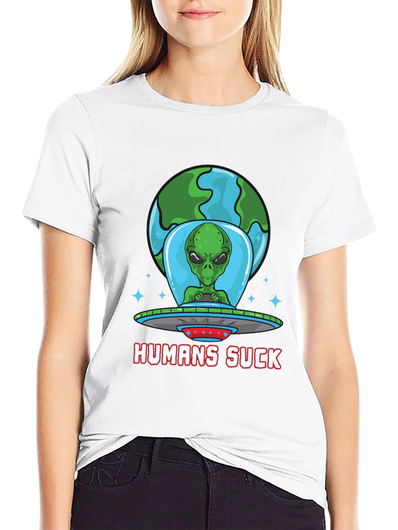 Humans Suck Alien Graphic Tee