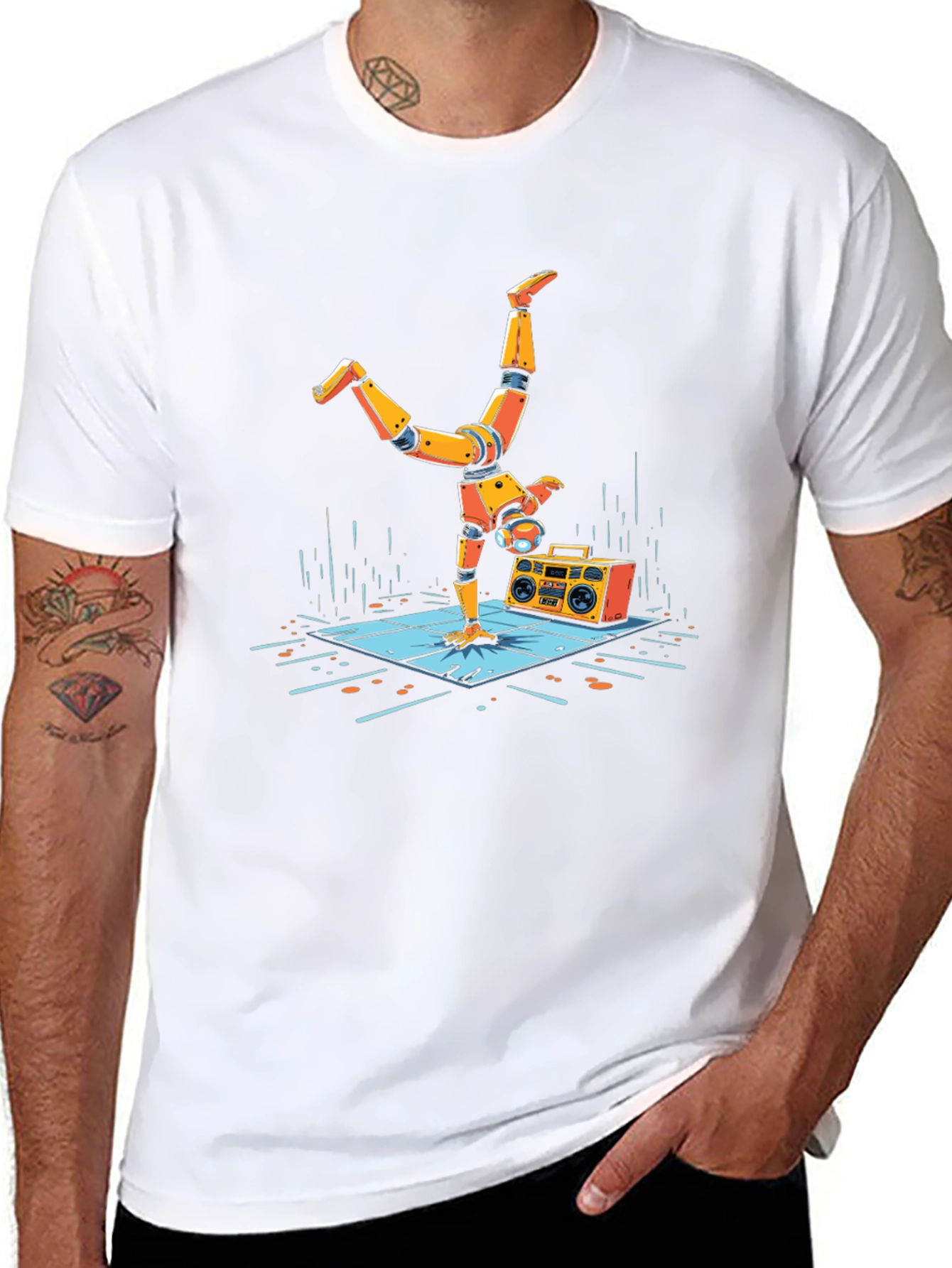 Robot Handstand Graphic Tee