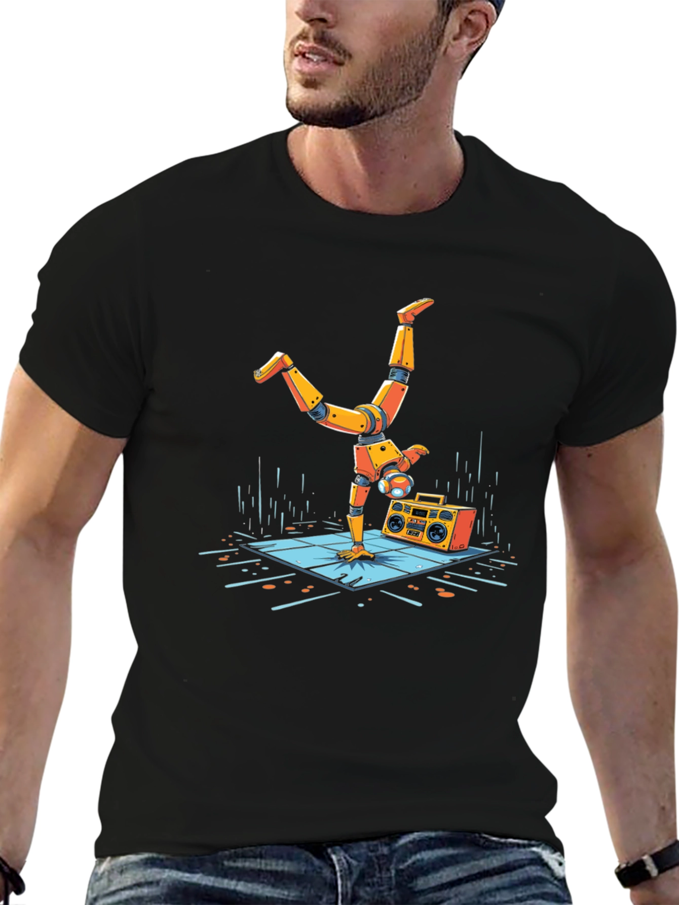 Robot Handstand Graphic Tee