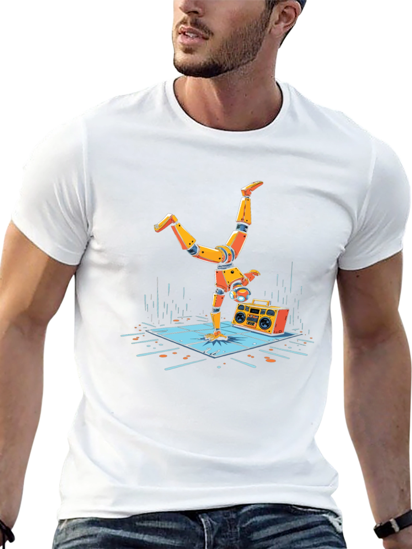 Robot Handstand Graphic Tee